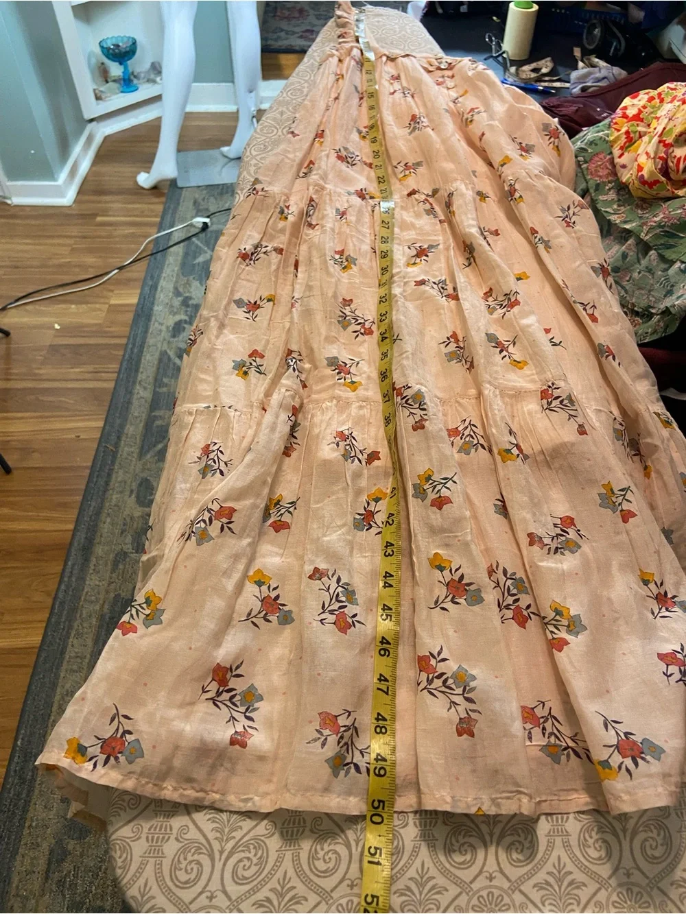NWT New Womens Lali Bougainvillea Peach Floral Ruffle Tiered Maxi Dress XSmall